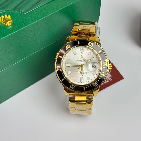 RLX Gold with White Dial & Black Bazel