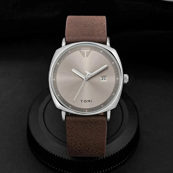 TOMI T-044 Quartz Date Leather Strap