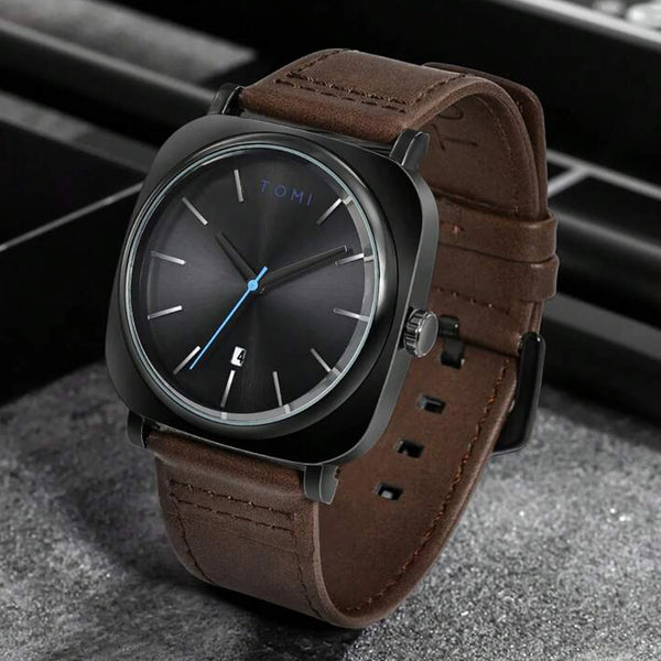 TOMI T-084 Quartz Date Leather Strap